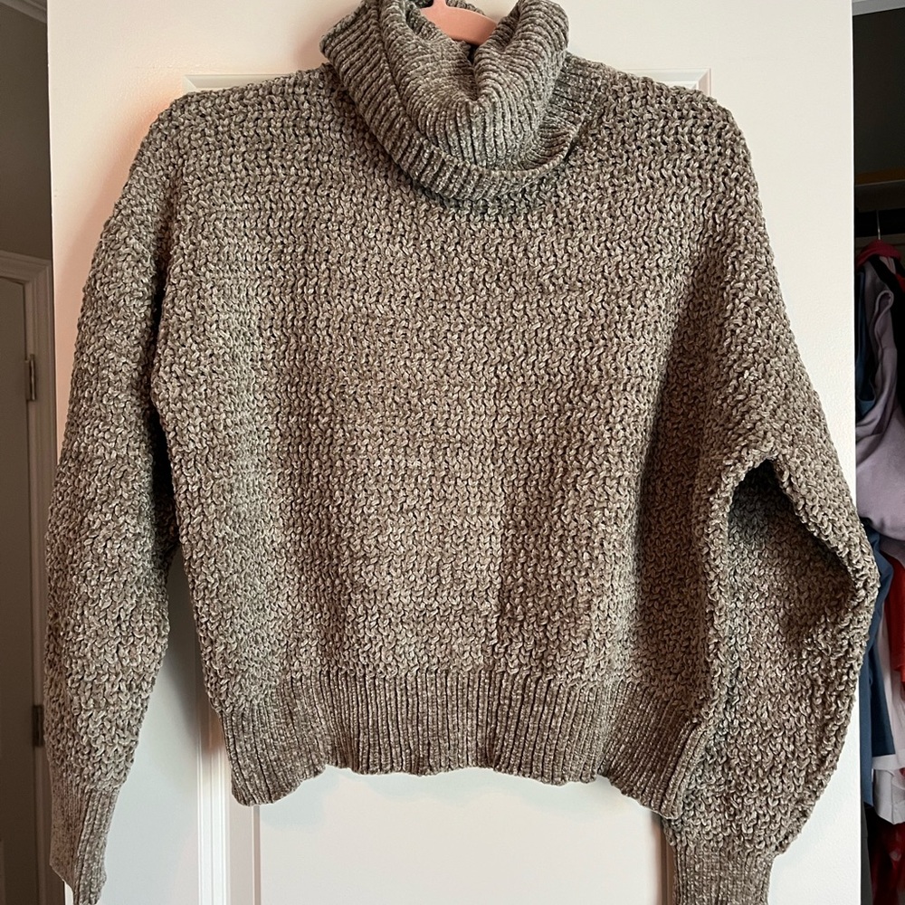 Poof! Textured Gray Turtleneck Sweater